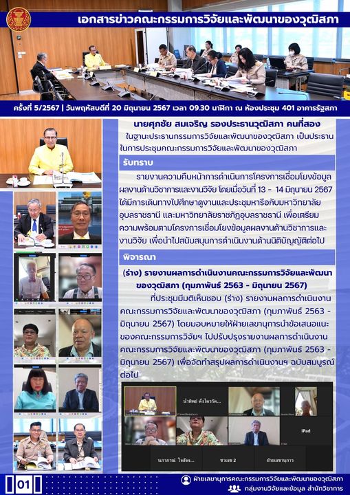 การประชุมคณะกรรมการวิจัยและพัฒนาของวุฒิสภา ครั้งที่ 5/2567