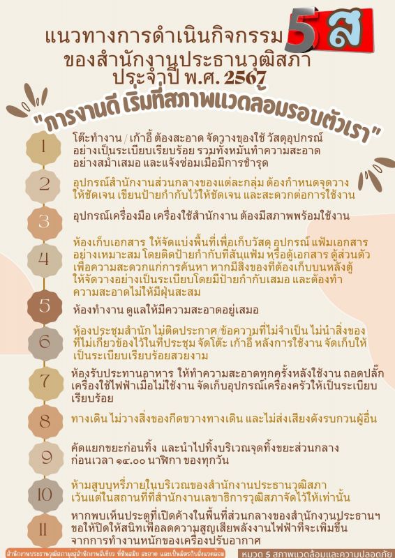 มาตรการ 5ส ของสำนักงานประธานวุฒิสภา